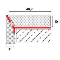Celox OX Stone KM 10x2500 mm Kőszőnyeg sarokvédő és lépcső szegély 45 fok natúr alumínium kavicsbevonat profil