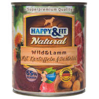 Happy&amp;Fit Happy&Fit Natural Adult konzerv vadhús & bárány, burgonya & sáfrányolaj 800g