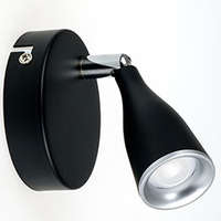 S-Single oldalfali spot LED lámpatest (4.5W) fekete, meleg fehér