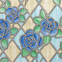 Gekkofix Gekkofix Üvegfólia, ablakfólia - Kék, virágmintás mozaik üveg (45 cm szélesség, öntapadós)