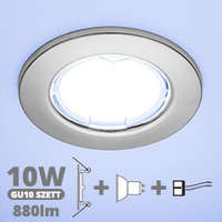  LED szpot szett: króm keret + 10 Wattos, hideg fehér GU10 LED lámpa + GU10 csatlakozó (kettesével rendelhető)