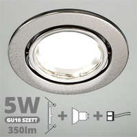  LED szpot szett: mattkróm bill. keret + 5 Wattos, természetes fehér GU10 LED lámpa + GU10 csatlakozó (kettesével rendelhető)
