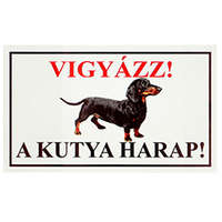  Vigyázz! A kutya harap! PVC tábla (25x15 cm), Tacskó