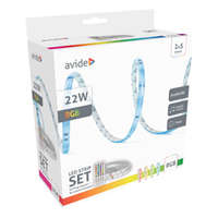 Avide Avide LED szalag szett beltéri: 10 méter RGB 5050-30 szalag - távirányítóval, zene vezérlés + tápegység