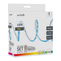 Avide Avide LED szalag szett beltéri: 5 méter RGB 5050-30 szalag - távirányítóval, zene vezérlés + tápegység