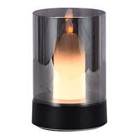  Asztali lámpa beépített LED fényforrással, gyertya design, tölthető (2W) fekete, meleg fehér