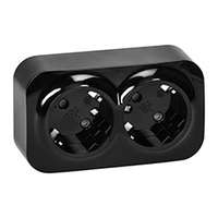 Földelt dugalj (2P+F), 2-es, falon kívüli, (16A/230V), IP20, fekete