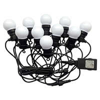 Party LED fényfüzér, kültéri - opál gömb izzókkal (10 db izzó, 5 méter, 5 Watt) meleg fehér