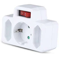 Fali elosztó kapcsolóval 3-as (1 földelt + 2 Euro) fehér