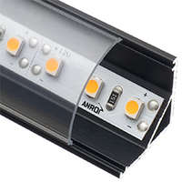 ANRO LED Profile ANRO LED Profile ALP-006 Fekete - Alumínium sarok profil LED szalaghoz, íves (Átlátszó búrával)