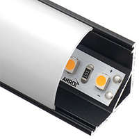 ANRO LED Profile ANRO LED Profile ALP-006 Fekete - Alumínium sarok profil LED szalaghoz, íves (Opál búrával)