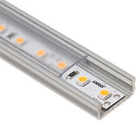 Type-D Ezüst - Alumínium U profil LED szalagos világításhoz 16x6 mm (Átlátszó búrával)