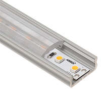  Type-D Ezüst - Alumínium U profil LED szalagos világításhoz 16x6 mm (30° lencsés PMMA búra)