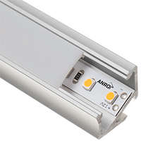  Type-H - Pult és lépcsővilágításhoz alu sarokprofil LED szalaghoz, félig átlátszó búrával