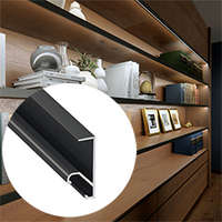  Q18 Fekete - Alumínium bútorlap élvédő LED profil, bútor élvilágításhoz (Opál búrával)