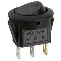 Bútorlapba építhető billenőkapcsoló - 12V DC (fekete színű) Piros LED