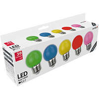 Avide Avide Színes LED lámpa szett E27 (1W/200°) Kisgömb - zöld, kék, sárga, piros, rózsaszín