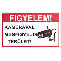 Kamerával megfigyelt terület tábla, PVC anyag (25x15 cm) kis méretű
