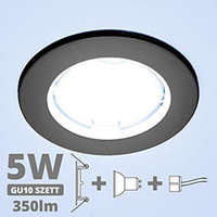  LED szpot szett: antracit keret + 4.5 Wattos, hideg fehér GU10 LED lámpa + GU10 csatlakozó