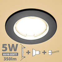  LED szpot szett: antracit keret + 5 Wattos, meleg fehér GU10 LED lámpa + GU10 csatlakozó