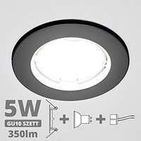  LED szpot szett: antracit keret + 5 Wattos, természetes fehér GU10 LED lámpa + GU10 csatlakozó