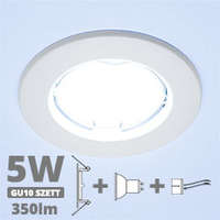  LED szpot szett: fehér keret +4.5 Wattos, hideg fehér GU10 LED lámpa + GU10 csatlakozó (kettesével rendelhető)