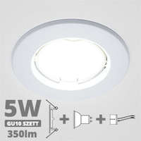  LED szpot szett: fehér keret + 5 Wattos, természetes fehér GU10 LED lámpa + GU10 csatlakozó (kettesével rendelhető)