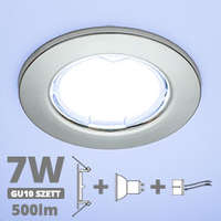  LED szpot szett: króm keret + 7 Wattos, hideg fehér GU10 LED lámpa + GU10 csatlakozó (kettesével rendelhető)