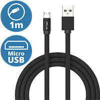 Ruby USB - Micro USB pamut-szövetkábel (1 méter) fekete - USB 2.0