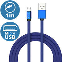  Ruby USB - Micro USB pamut-szövetkábel (1 méter) kék - USB 2.0