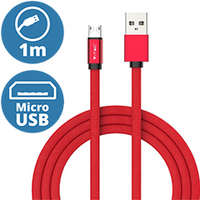  Ruby USB - Micro USB pamut-szövetkábel (1 méter) piros - USB 2.0