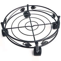 Gurulós virágalátét beltéri, 32 cm, Flora Roll Art Deco: fém, növényi díszítéssel