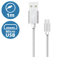  Platinum USB - Micro USB nejlon-szövetkábel (1 méter) ezüst - USB 2.0