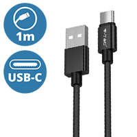  Platinum USB - USB-C nejlon-szövetkábel (1 méter) fekete - USB 2.0