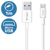  Silver USB - Micro USB adatkábel, töltőkábel (1 méter) fehér - USB 2.0