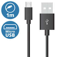  Silver USB - Micro USB adatkábel, töltőkábel (1 méter) fekete - USB 2.0