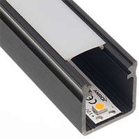  Type-Y Fekete - Bútor - pultvilágító profil LED szalaghoz (Félig átlátszó búrával)
