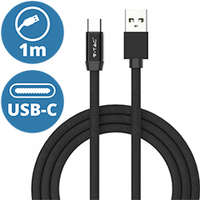  Ruby USB - USB-C pamut-szövetkábel (1 méter) fekete - USB 2.0