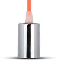 Textilkábeles fém lámpa, E27 króm foglalat, narancs vezeték