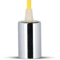 Textilkábeles fém lámpa, E27 króm foglalat, sárga vezeték