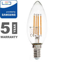  E14 LED izzó Retro filament (4W/300°) Gyertya - meleg fehér, PRO Samsung Kifutó