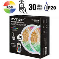 V-TAC V-TAC LED szalag szett, beltéri, 10 méter RGB+vezérlő+tápegység 5050-30