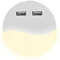 Éjszakai irányfény LED lámpa (0.45W - kör) 2db USB csatlakozóval, meleg fehér, Samsung Chip