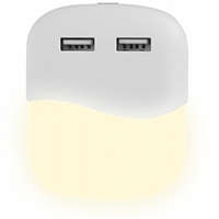 V-TAC V-TAC Éjszakai irányfény LED lámpa (0.45W - négyzet) 2db USB csatlakozóval, meleg fehér, Samsung Chip