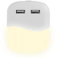 Éjszakai irányfény LED lámpa (0.45W - négyzet) 2db USB csatlakozóval, meleg fehér, Samsung Chip