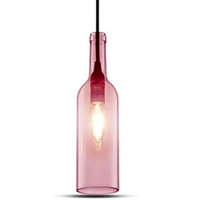 Bottle palack üveg csillár (E14) - világos pink színű búra