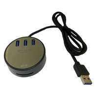 Ezone 3-portos USB Hub Elosztó és Kártya olvasó (USB-A -> 3xUSB3.0,MicroSD/TF,SD), támogatja a MicroSD/TF és SD kártyákat, Fekete
