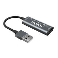Ezone Videó-Audió digitalizáló adapter, HDMI-ről USB-A, videófelvétel és élő közvetítés szerkeztéshez, ezüstszín