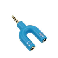 Donji Donji 3,5 mm-es audio csatlakozó elosztó, 2 kimenet: mikrofonhoz és a fejhallgatóhoz, kék