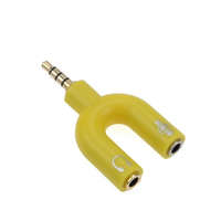 Donji Donji 3,5 mm-es audio csatlakozó elosztó, 2 kimenet: mikrofonhoz és a fejhallgatóhoz, sárga